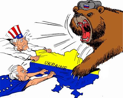 Amerika en de EU vechten om een Oekraïens been en Rusland...